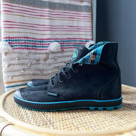 Palladium Black Blue High Top Lace-Up Sneaker Boots Women’s Size 7 - Picture 4 of 7
